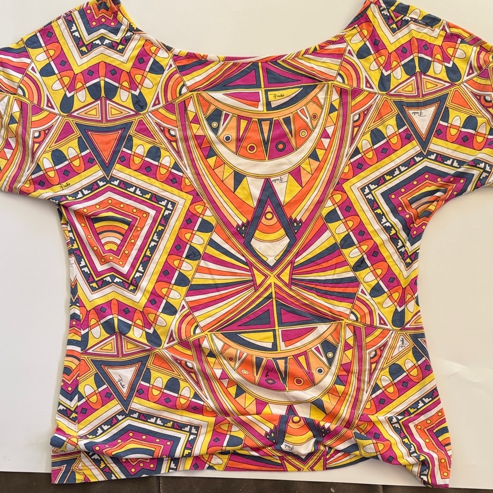 Emilio Pucci Multicolor Geometric Short Sleeve Top